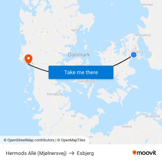 Hermods Allé (Mjølnersvej) to Esbjerg map