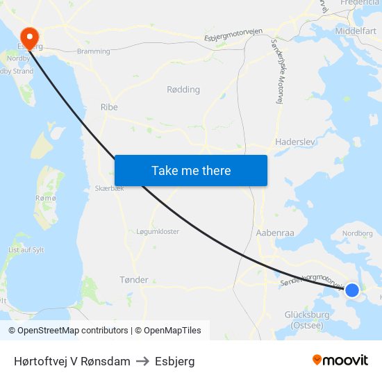 Hørtoftvej V Rønsdam to Esbjerg map