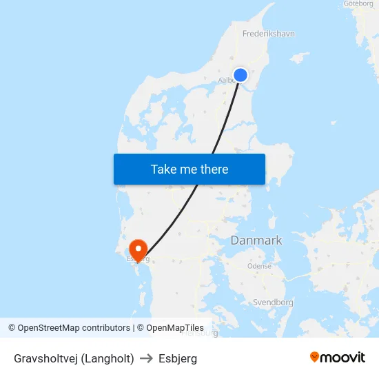 Gravsholtvej (Langholt) to Esbjerg map