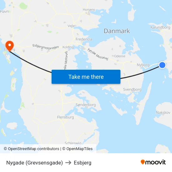 Nygade (Grevsensgade) to Esbjerg map