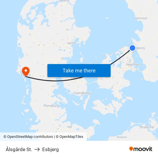 Ålsgårde St. to Esbjerg map