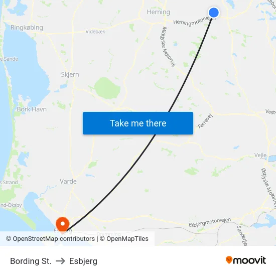 Bording St. to Esbjerg map