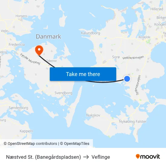 Næstved St. (Banegårdspladsen) to Veflinge map