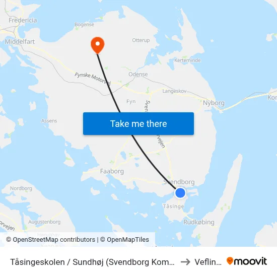 Tåsingeskolen / Sundhøj (Svendborg Kommune) to Veflinge map