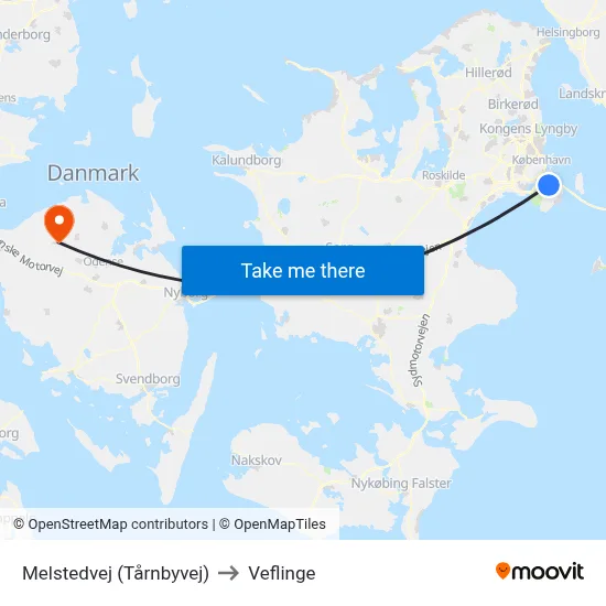Melstedvej (Tårnbyvej) to Veflinge map