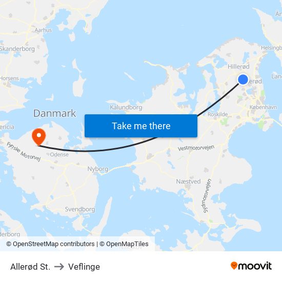 Allerød St. to Veflinge map