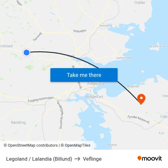 Legoland / Lalandia (Billund) to Veflinge map