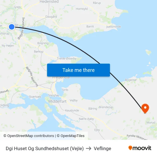 Dgi Huset Og Sundhedshuset (Vejle) to Veflinge map
