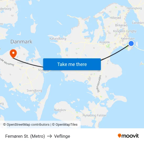 Femøren St. (Metro) to Veflinge map