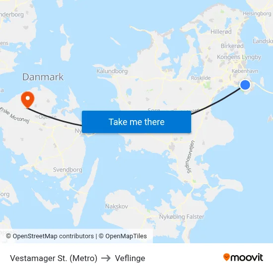 Vestamager St. (Metro) to Veflinge map