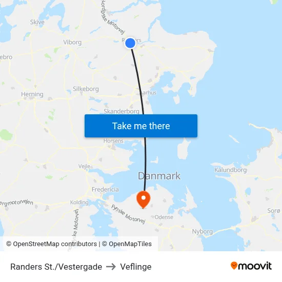 Randers St./Vestergade to Veflinge map