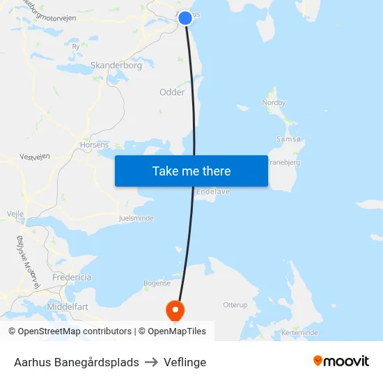Aarhus Banegårdsplads to Veflinge map