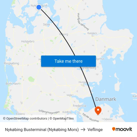 Nykøbing Busterminal (Nykøbing Mors) to Veflinge map