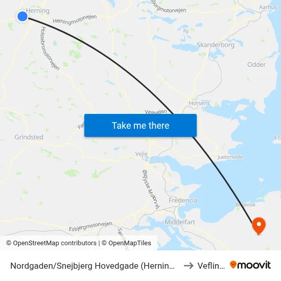 Nordgaden/Snejbjerg Hovedgade (Herning Kom) to Veflinge map
