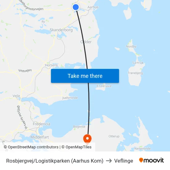 Rosbjergvej/Logistikparken (Aarhus Kom) to Veflinge map