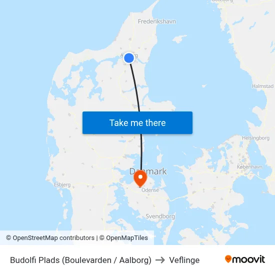 Budolfi Plads (Boulevarden / Aalborg) to Veflinge map