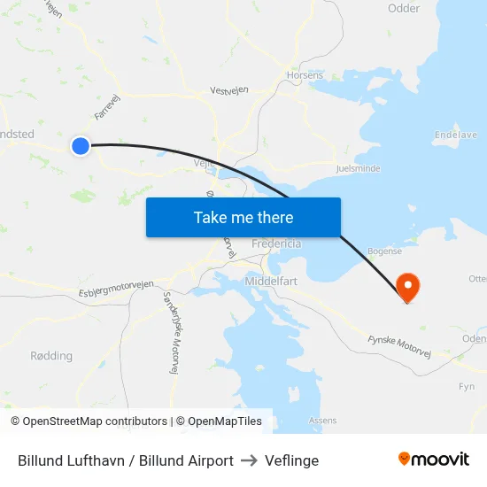 Billund Lufthavn / Billund Airport to Veflinge map