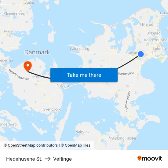 Hedehusene St. to Veflinge map