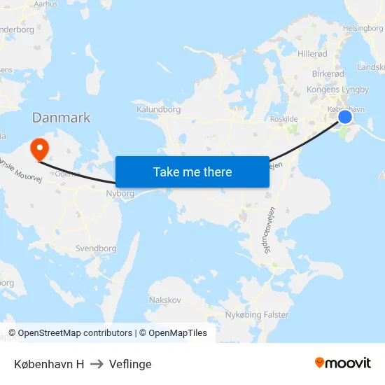 København H to Veflinge map