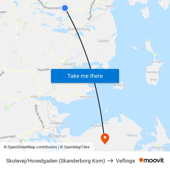 Skolevej/Hovedgaden (Skanderborg Kom) to Veflinge map