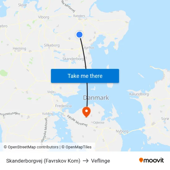 Skanderborgvej (Favrskov Kom) to Veflinge map
