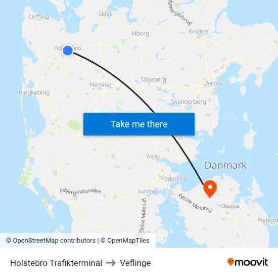 Holstebro Trafikterminal to Veflinge map