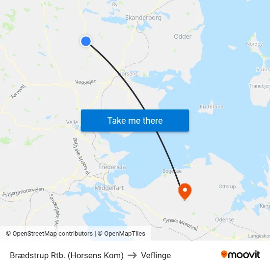 Brædstrup Rtb. (Horsens Kom) to Veflinge map