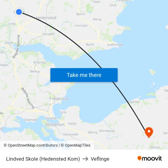 Lindved Skole (Hedensted Kom) to Veflinge map