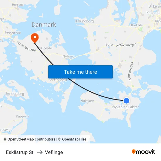 Eskilstrup St. to Veflinge map