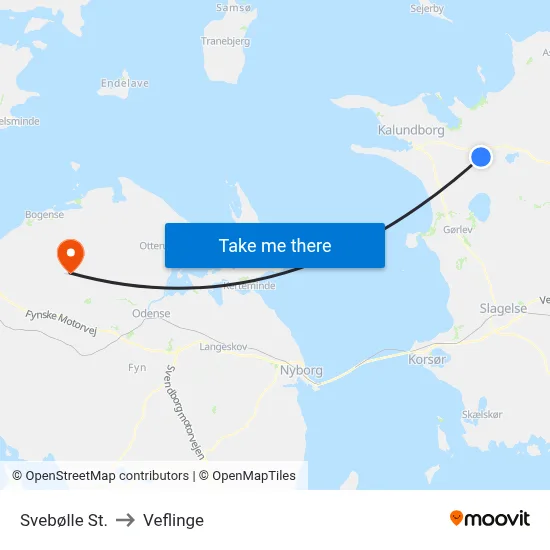 Svebølle St. to Veflinge map