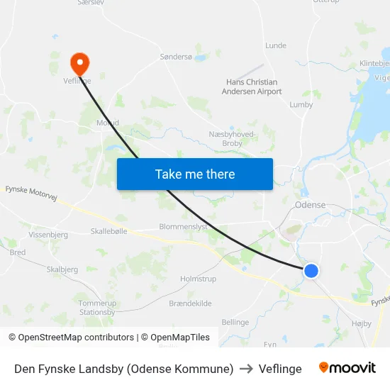 Den Fynske Landsby (Odense Kommune) to Veflinge map