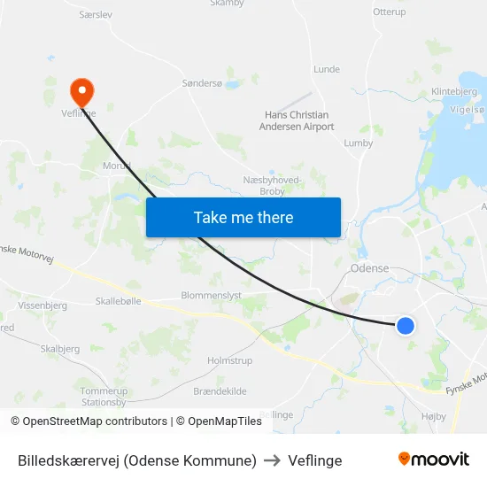 Billedskærervej (Odense Kommune) to Veflinge map