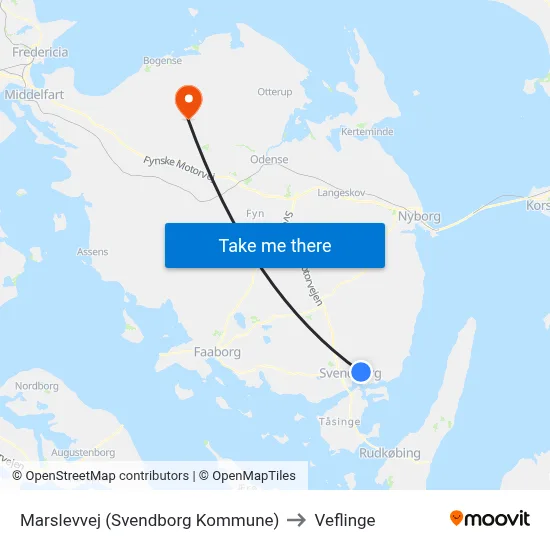 Marslevvej (Svendborg Kommune) to Veflinge map