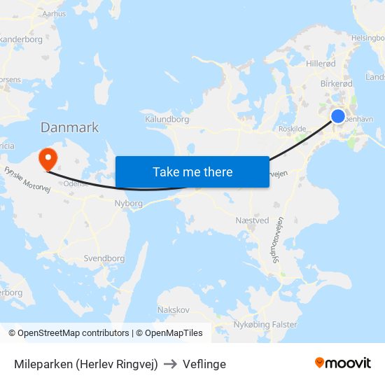 Mileparken (Herlev Ringvej) to Veflinge map