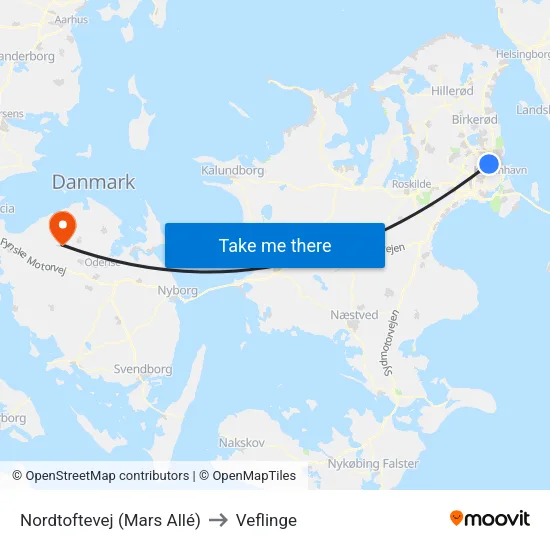 Nordtoftevej (Mars Allé) to Veflinge map