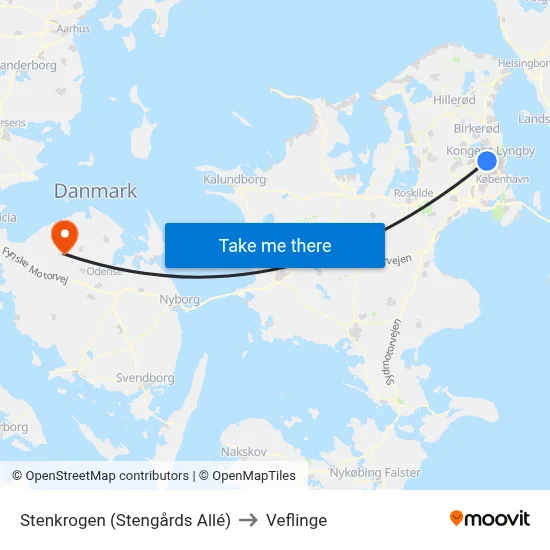 Stenkrogen (Stengårds Allé) to Veflinge map