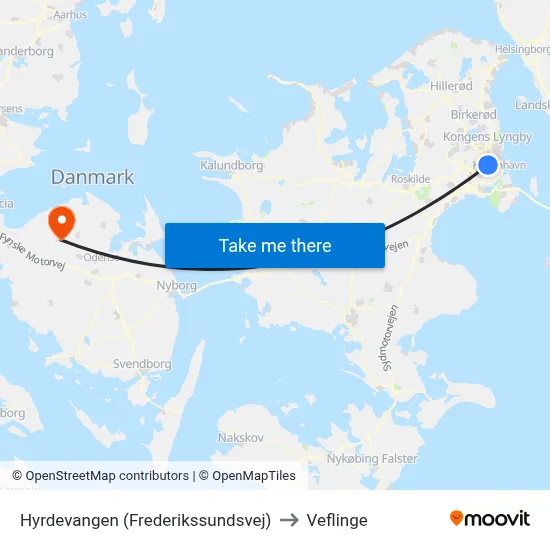 Hyrdevangen (Frederikssundsvej) to Veflinge map