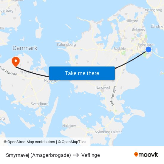Smyrnavej (Amagerbrogade) to Veflinge map