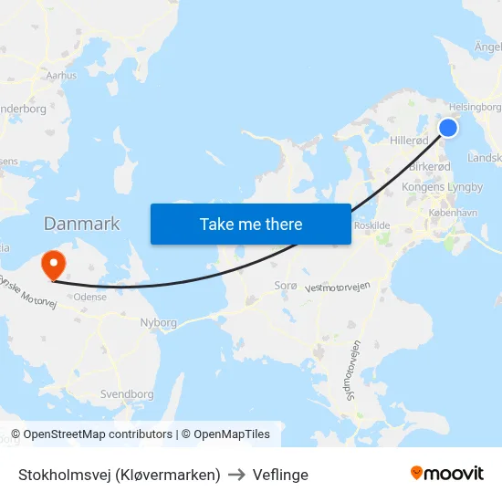 Stokholmsvej (Kløvermarken) to Veflinge map