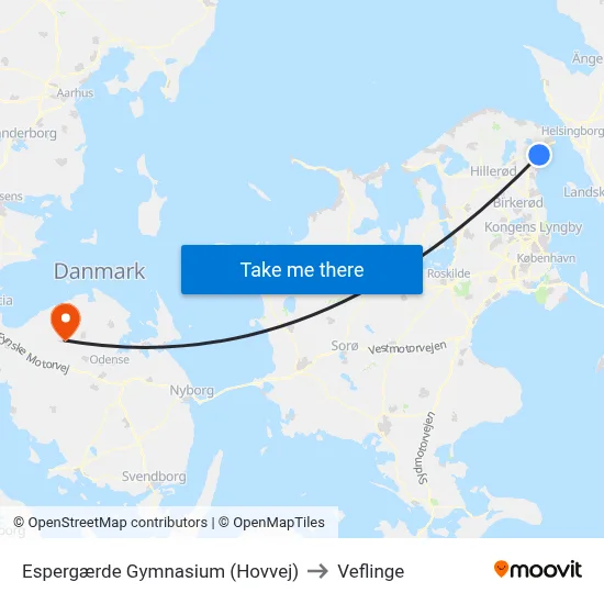 Espergærde Gymnasium (Hovvej) to Veflinge map