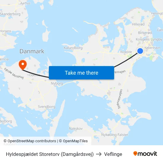 Hyldespjældet Storetorv (Damgårdsvej) to Veflinge map