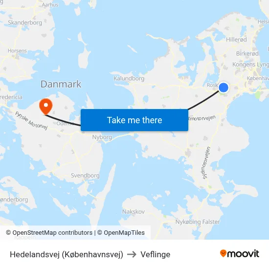 Hedelandsvej (Københavnsvej) to Veflinge map