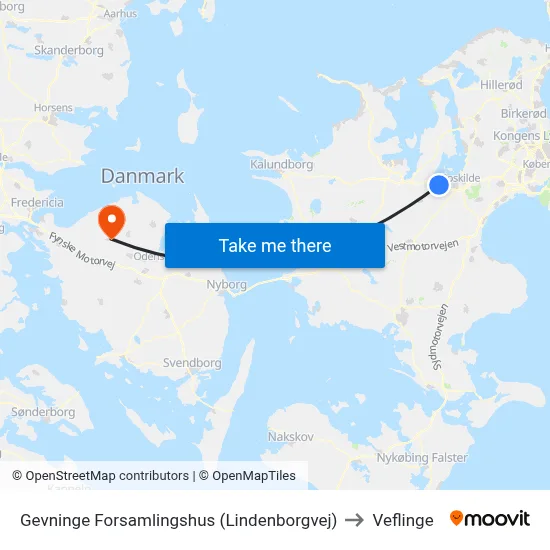 Gevninge Forsamlingshus (Lindenborgvej) to Veflinge map