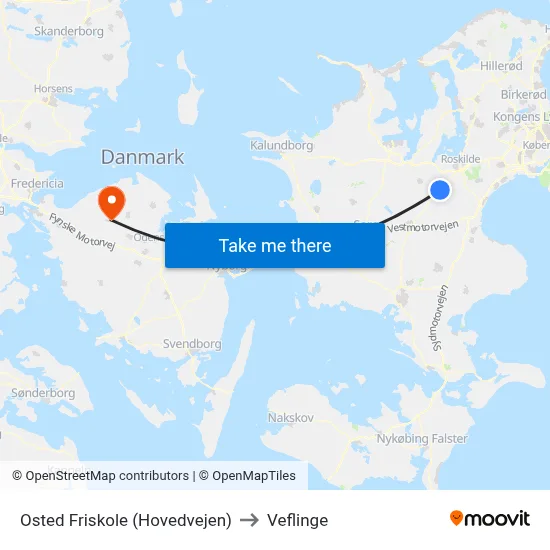 Osted Friskole (Hovedvejen) to Veflinge map