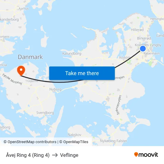 Åvej Ring 4 (Ring 4) to Veflinge map