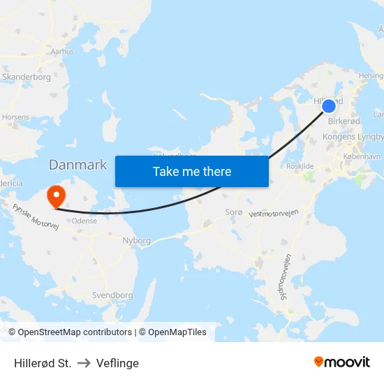Hillerød St. to Veflinge map