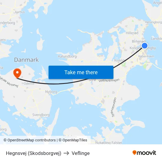 Hegnsvej (Skodsborgvej) to Veflinge map