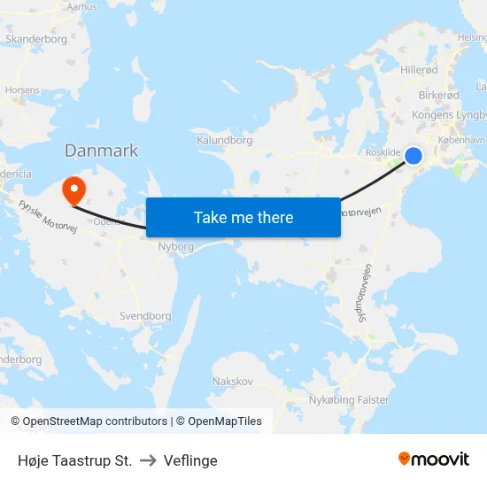 Høje Taastrup St. to Veflinge map