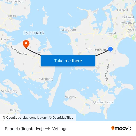 Sandet (Ringstedvej) to Veflinge map