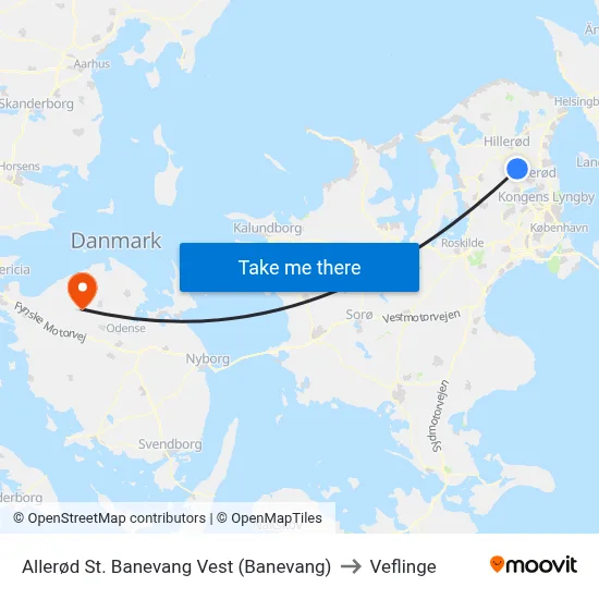 Allerød St. Banevang Vest (Banevang) to Veflinge map